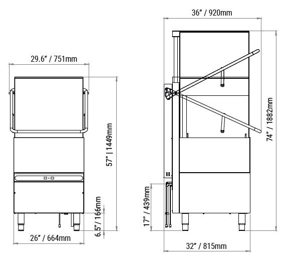 Ampto - 1510 Dishwasher Hood Type 34-5/8"W