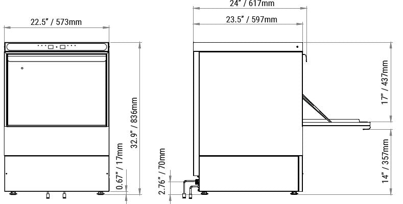 Ampto - 500 Undercounter Dishwasher Door Type Front Loading