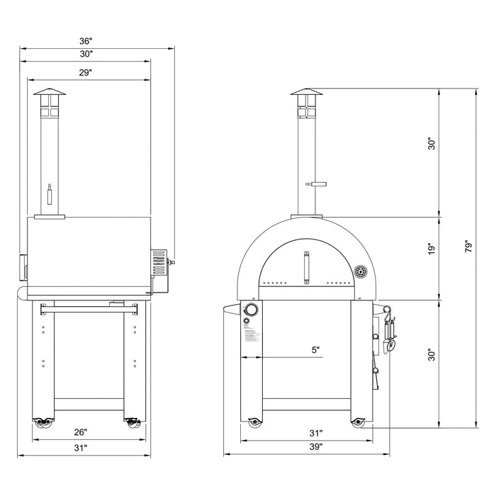 Empava Outdoor Propane Convertible Wood Fired Pizza Oven in Stainless Steel (PG03)