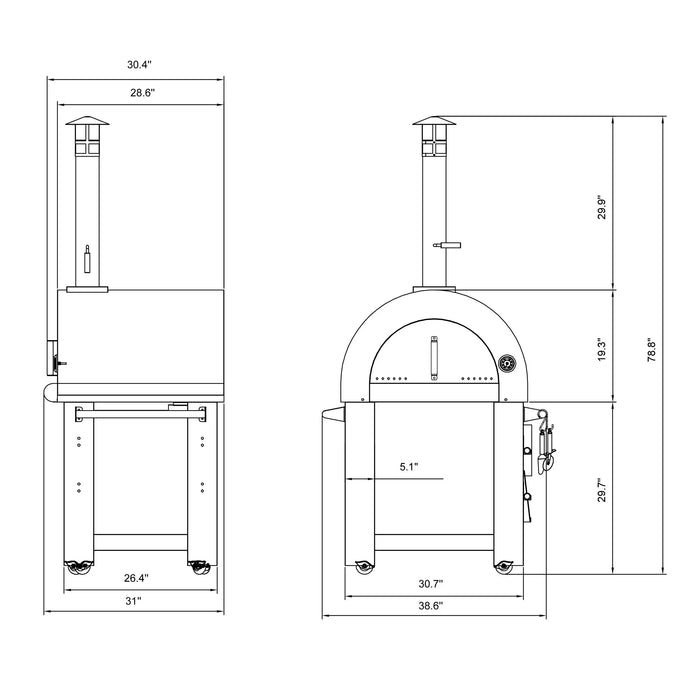 Empava Outdoor Wood Fired Pizza Oven in Stainless Steel (PG01)