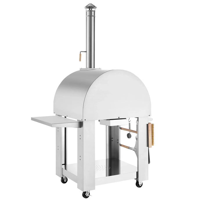 Empava Outdoor Wood Fired Pizza Oven in Stainless Steel with Collapsible Side Table (PG05)