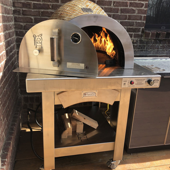 HPC Forno Series Hybrid Gas/Wood Pizza Oven with Portable Cart