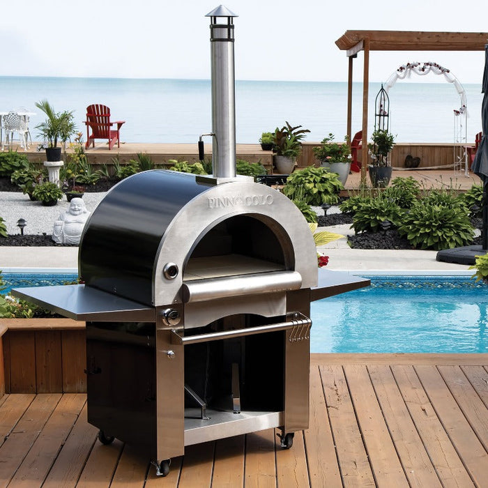 Pinnacolo Ibrido 32" Wood/Gas Hybrid Pizza Oven,  Stainless Steel Outdoor Residential Pizza Oven