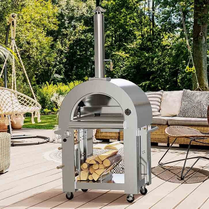 Empava Outdoor Propane Convertible Wood Fired Pizza Oven in Stainless Steel (PG03)