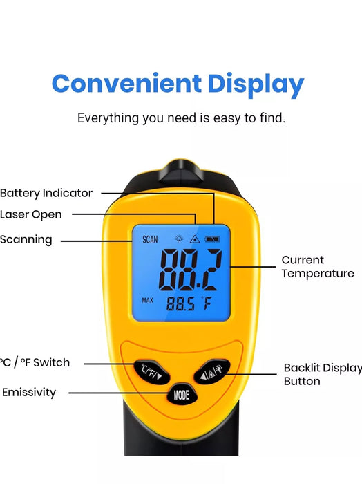 Lasergrip 1080 Infrared Thermometer – Wide Temperature Range, Non-Contact, Professional EMS Mode - Free Gift