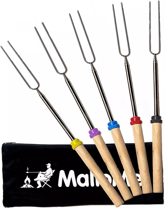 Marshmallow Roasting Telescopic Smores Sticks for Fire Pit - Free Gift